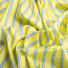 Тканина поплін стрейч Смужка лимон/т.блакитний, Смуга