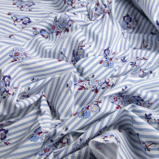 Тканина поплін стрейч R Квіти-смуга, Смуга