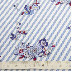 Тканина поплін стрейч R Квіти-смуга, Смуга