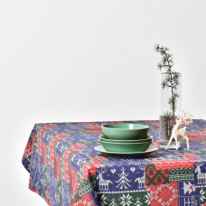 Скатертина 170х260 см новорічна святкова з пляма і водовідштовхувальним просоченням IDEIA бавовна орнамент
