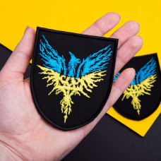 Шеврон на липучці Птах Фенікс Прапор України 8х9,5 см вишитий патч нашивка