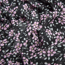 Тканина плательна шифон Марічка чорний/бузок