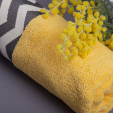 Рушник махровий 70х140 см IZZI, жовтий, натуральний бавовняний, банний, для тіла