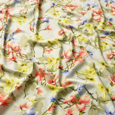 Тканина атлас шовк-сатин Armani V-6/2 сакура світло сіра, Квітковий