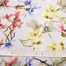 Тканина атлас шовк-сатин Armani V-6/2 сакура світло сіра, Квітковий