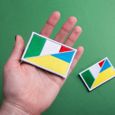 Набір шевронів 2 шт з липучкою Прапор України й Італії 5х8 см вишитий патч нашивка шеврон Україна й Італія