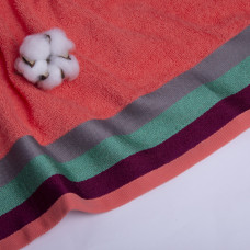 Рушник махровий 70х135 см СМУГА щіл 380 гр/м2 корал бавовна, бавовняне натуральне, для тіла