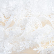 Тканина сітка вишивка паєтка молоко