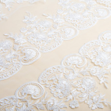 Тканина сітка вишивка паєтка молоко