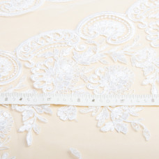 Тканина сітка вишивка паєтка молоко