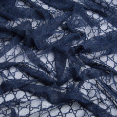 Тканина сітка стрейч V-5/4 бантик т/синя