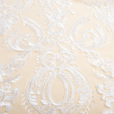 Тканина сітка вишивка Жозефіна блиск молоко