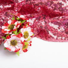 Тканина сітка з паєтками корал