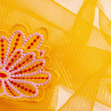 Тканина органза хамелеон смужки помаранч