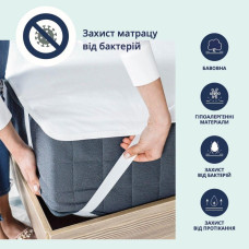 Наматрацник захисний Аква Стоп 160х200 см IDEIA з еластичними стрічками по кутах, непромокальний, водонепроникний