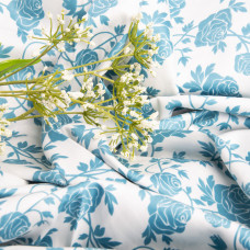 Тканина сатин для постільної білизни бавовна 2,4 м 20643 v-2 Троянда блакитна