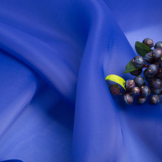 Тканина органза шовк 145 см 55 г/м2 для карнавальних, вечірніх костюмів, плаття, для декору синя