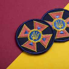 Шеврон на липучці кокарда ДСНС 6 см вишитий патч нашивка