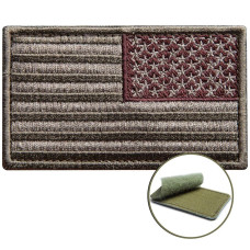 Набір шевронів 2 шт з липучкою Прапор США хакі відзеркалений 5х8 см вишитий патч шеврон