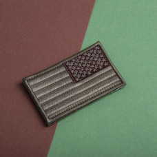 Набір шевронів 2 шт з липучкою Прапор США хакі відзеркалений 5х8 см вишитий патч шеврон