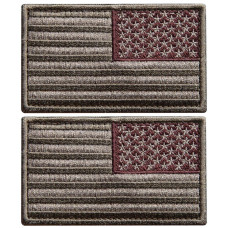 Набір шевронів 2 шт з липучкою Прапор США хакі відзеркалений 5х8 см вишитий патч шеврон