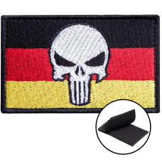 Набір шевронів 2 шт з липучкою прапор Німеччини та Череп Карателя Punisher 5х8 см, вишитий патч нашивка Німеччина
