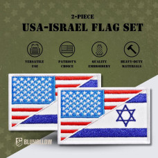 Набір шевронів 2 шт з липучкою Прапор Сша та Ізраїлю 5х8 см вишитий патч нашивка шеврон Америка та Ізраїль
