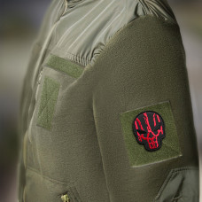 Шеврон на липучці Череп Герб України 7,5х6 см вишитий патч червоний нашивка