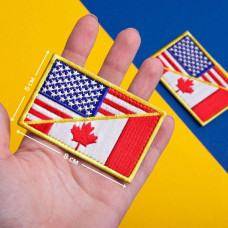 Набір шевронів 2 шт з липучкою Прапор США і Канади 5х8 см вишитий патч нашивка Америка та Канада