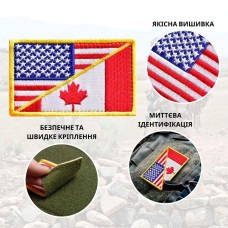 Набір шевронів 2 шт з липучкою Прапор США і Канади 5х8 см вишитий патч нашивка Америка та Канада