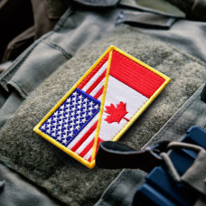 Набір шевронів 2 шт з липучкою Прапор США і Канади 5х8 см вишитий патч нашивка Америка та Канада