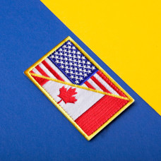Набір шевронів 2 шт з липучкою Прапор США і Канади 5х8 см вишитий патч нашивка Америка та Канада