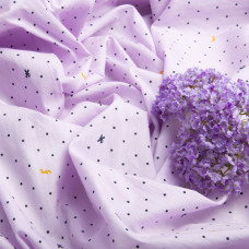 Тканина поплін набивний горошок бузок, Горох