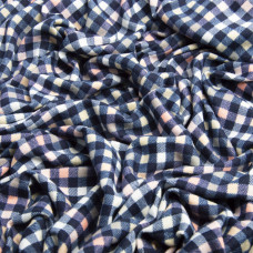Тканина трикотаж Вермонт клітина дрібна корал синя