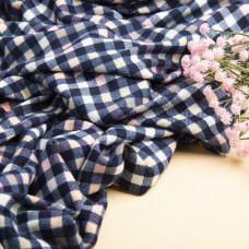Тканина трикотаж Вермонт клітина дрібна корал синя