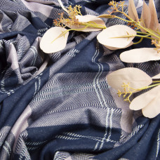 Тканина трикотаж жакард металік V-1/2 клітина т/синя/пудра, У клітинку