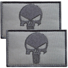 Набір шевронів 2 шт з липучкою Череп Карателя Punisher сірий 5х8 см вишитий патч нашивка шеврон