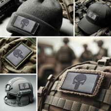 Набір шевронів 2 шт з липучкою Череп Карателя Punisher сірий 5х8 см вишитий патч нашивка шеврон