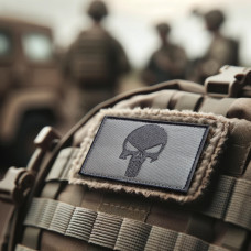 Набір шевронів 2 шт з липучкою Череп Карателя Punisher сірий 5х8 см вишитий патч нашивка шеврон