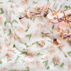 Тканина шифон набивний галявина молоко, Квітковий