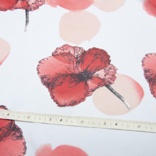 Тканина шифон софт маки червоно/персик, Квітковий