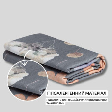 Наволочка 50х70 см сатин бавовна IDEIA в упаковці квіти сіра натуральна тканина