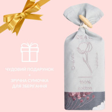 Наволочка 50х70 см сатин бавовна IDEIA в упаковці квіти сіра натуральна тканина