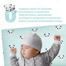 Набір наволочок 2 шт на подушку 40х60 см бавовна PAPAELLA бязь ранфорс панда м'ята наволочка натуральна тканина