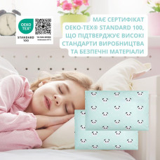 Набір наволочок 2 шт на подушку 40х60 см бавовна PAPAELLA бязь ранфорс панда м'ята наволочка натуральна тканина