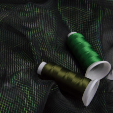 Тканина органза хамелеон смужки т/зелена