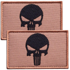 Набір шевронів 2 шт з липучкою Череп Карателя Punisher беж койот 5х8 см вишитий патч нашивка