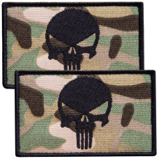 Набір шевронів 2 шт з липучкою Череп Карателя Punisher мультикам 5х8 см вишитий патч нашивка шеврон