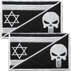 Набір шевронів 2 шт на липучці Ізраїль та Череп Карателя Punisher 5х8 см патч нашивка Ізраїлю та Каратель