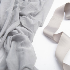 Тканина сітка стрейч м'яка однотонна V-1095 св/сіра